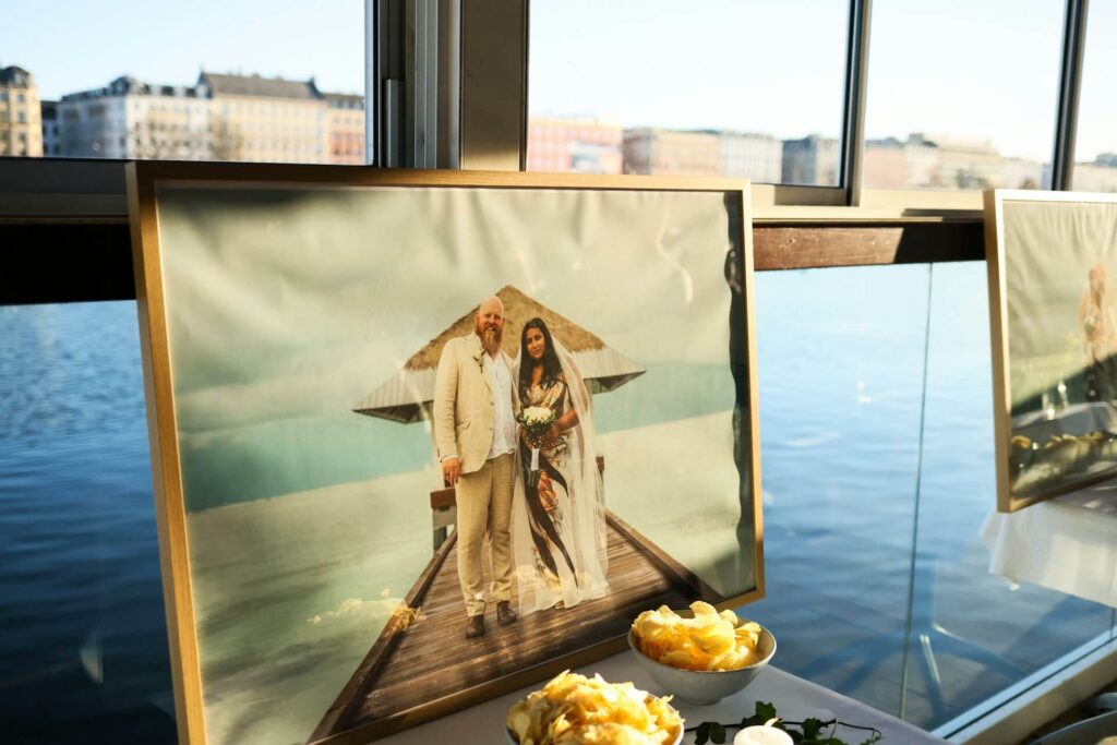 Inramat bröllopsfoto från bröllop i Skåne